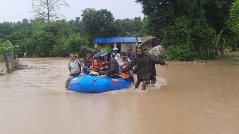 बर्दियामा भारी वर्षाले ४३ घर डुबानमा