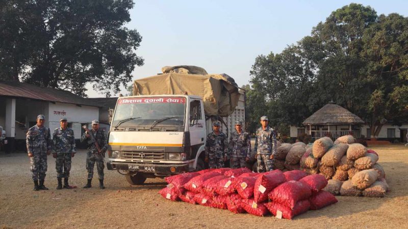 भालुवाङ सशस्त्र प्रहरीद्वारा १ ट्रक प्याज बरामद