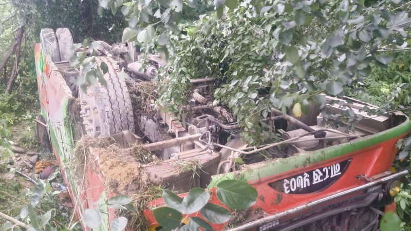 कपिलवस्तुको बनकसबासामा बस दुर्घटना : ३६ जना घाइते