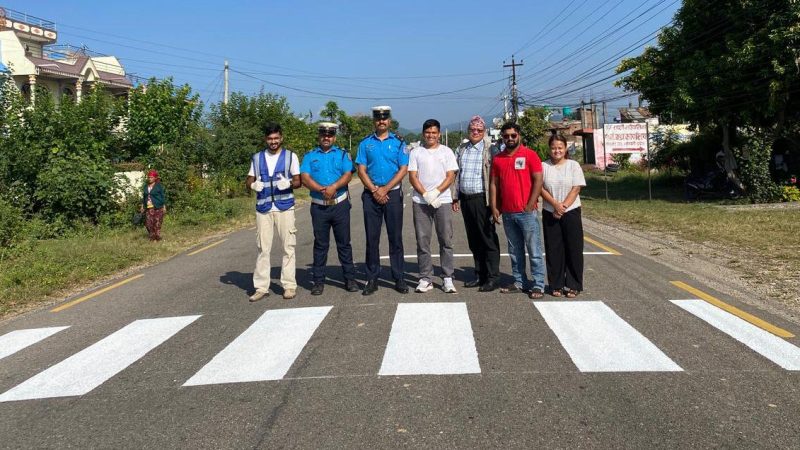 आशाका किरण संस्थाको अभियान जारी : ११ स्थानमा बन्यो जेब्रा क्रसिङ