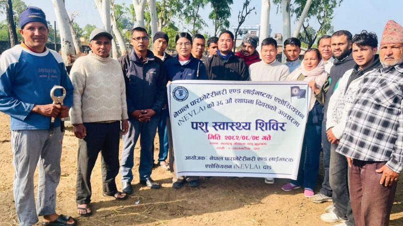 नेभ्लाको ३६ औँ स्थापना दिवस : दाङमा दुई स्थानमा पशु स्वास्थ्य शिविर