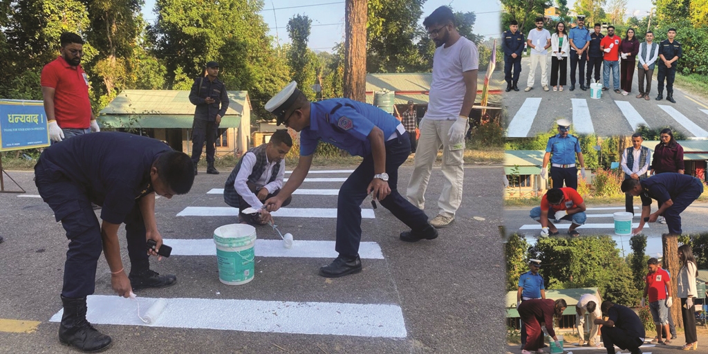 आशाका किरण संस्थाले भैलोको रकमबाट दुर्घटना न्यूनीकरणका लागि जेब्रा क्रसिङ बनाउँदै