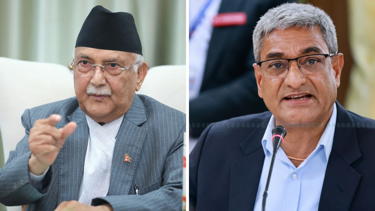पूर्व प्रधानमन्त्री केपी ओली र पूर्व गृहमन्त्री रमेश लेखक पक्राउ