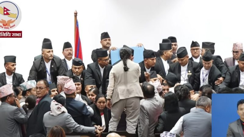संसद्‌मा लफडा : सभामुखको आसनमै पुगे विपक्षी सांसद