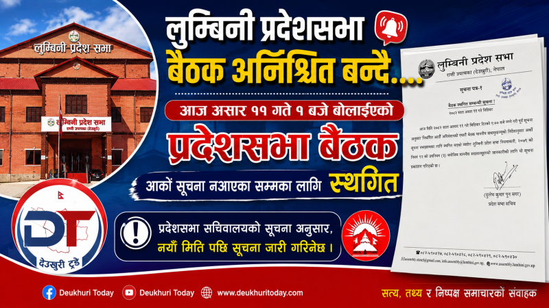 बजेटमा चरम असन्तुष्टि बढेपछि लुम्बिनी प्रदेशसभा बैठक अनिश्चित