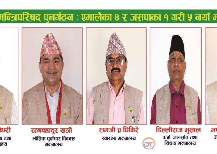 लुम्बिनीमा मन्त्रिपरिषद् पुनर्गठन : एमालेका ४ र जसपाका १ गरी ५ नयाँ मन्त्री नियुक्त