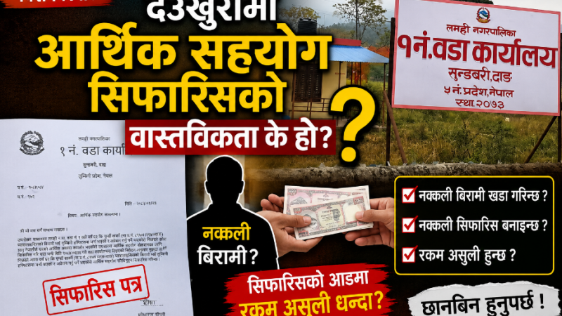 लमही-१ नम्बर वडा कार्यालयको नक्कली सिफारिस बनाएर रकम अशुली धन्दा